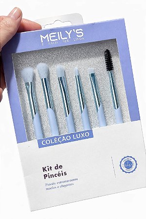 Kit Pinceis Coleção Luxo Azul Ref 01 Meilys