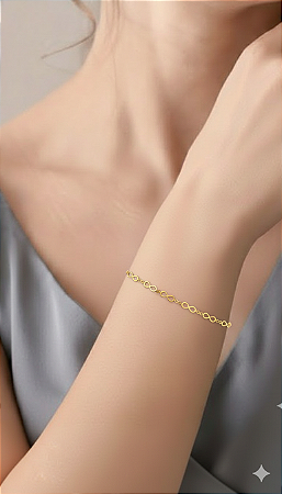 Pulseira Feminina Infinito Aço Inoxidavel Dourada