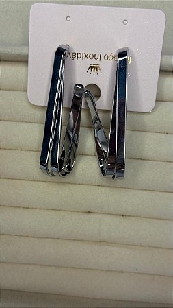 Brinco Pendurado Riscado Aço Inoxidável Prata