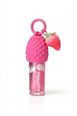 Gloss Labial com Chaveiro Morango Miss Glam Edição Especial Cor Rosa