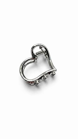 Presilha Piranha Mini Metal Prata Coração