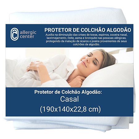 Capa de Colchão Antiácaro Hipoalergênica Superfície 100% Algodão Allergic Center