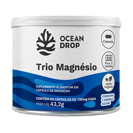 Trio Magnésio Ocean Drop 720mg 60 Cápsulas