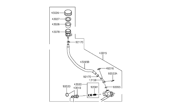 CONJUNTO CILINDRO MESTRE TRASEIRO KAWASAKI VULCAN S - 43015-0607