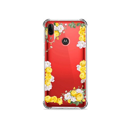 Capa (Transparente) para Moto E6 Plus - Yellow Roses