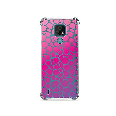 Capa (Transparente) para Moto E7 - Animal Print Pink