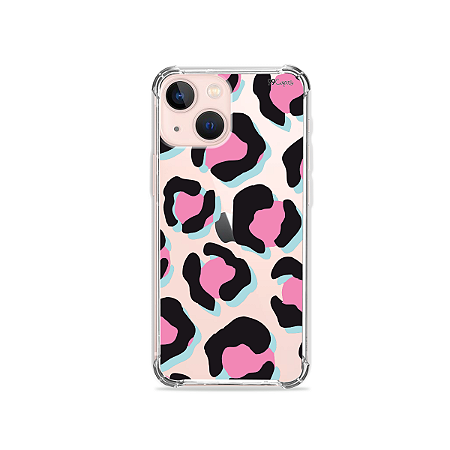 Capa para iPhone 13 Mini - Animal Print Black & Pink