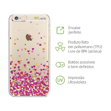 Capa para iPhone 6 Plus/6S Plus - Corações Rosa