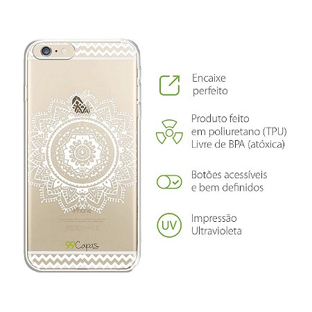 Capa para iPhone 6 Plus/6S Plus - Mandala Branca