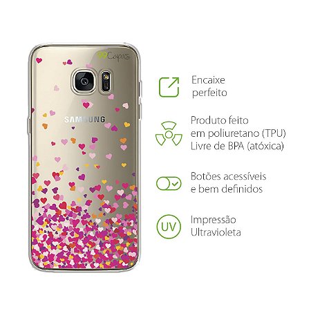 Capa para Galaxy S7 - Corações Rosa