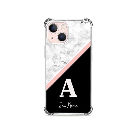 Capa para iPhone - Marble Tricolor com inicial e nome personalizado