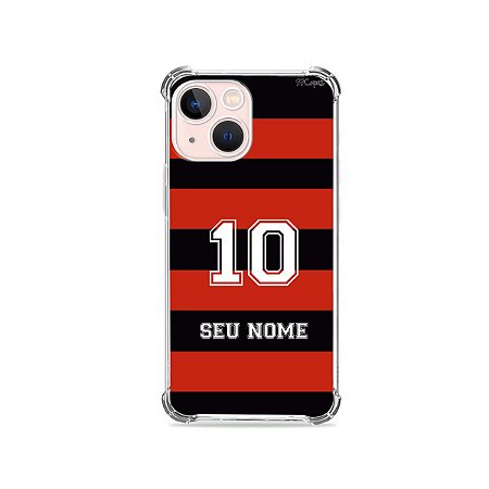 Capa para iPhone - Preto e Vermelho com nome e número personalizado