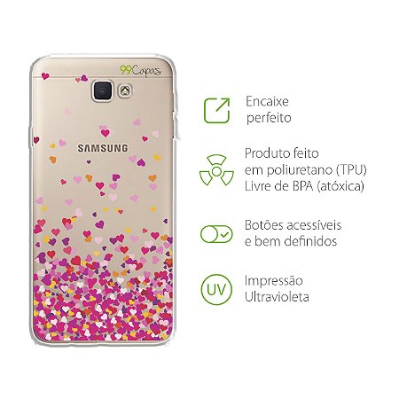Capa para Galaxy J7 Prime - Corações Rosa