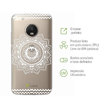 Capa para Moto G5 Plus - Mandala Branca