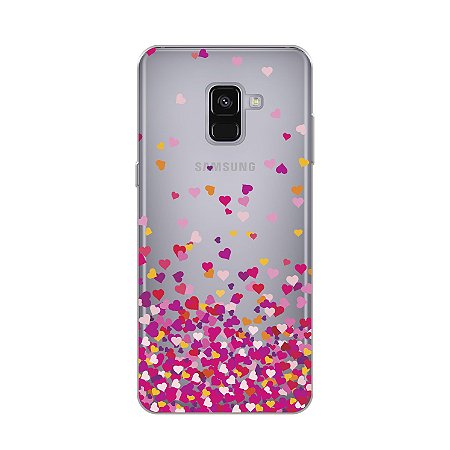 Capa para Galaxy A8 Plus 2018 - Corações Rosa