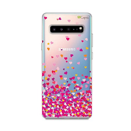 Capa para Galaxy S10 - Corações Rosa