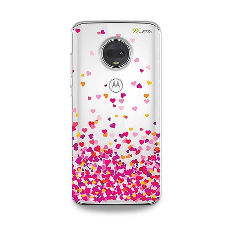 Capa para Moto G7 - Corações Rosa