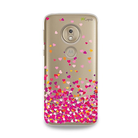 Capa para Moto G7 Play - Corações Rosa