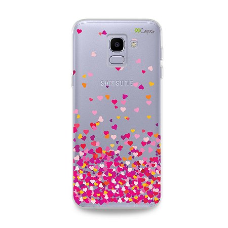 Capa para Galaxy J6 - Corações Rosa