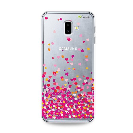 Capa para Galaxy J6 Plus - Corações Rosa