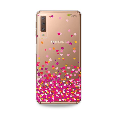 Capa para Galaxy A7 2018 - Corações Rosa