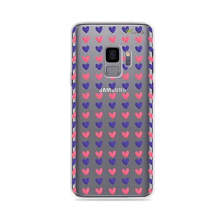 Capa para Galaxy S9 - Corações Roxo e Rosa