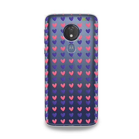 Capa para Moto G7 Power - Corações Roxo e Rosa