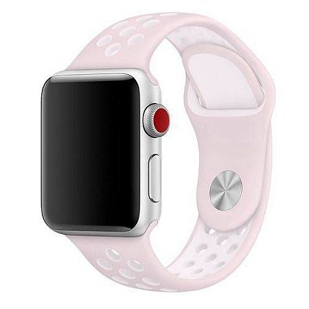 Pulseira esportiva para Apple Watch rosa claro com branco -38/40 mm - 99Capas