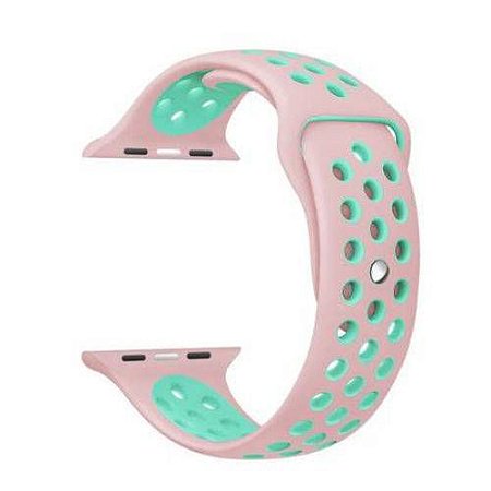 Pulseira esportiva para Apple Watch rosa claro com verde água -38/40 mm - 99Capas