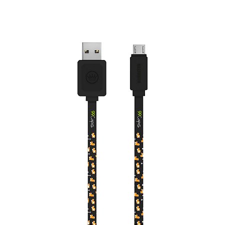 Cabo Micro USB Preto Personalizado - Cãozinho