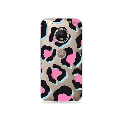 Capa para Moto G5 Plus - Animal Print Black & Pink