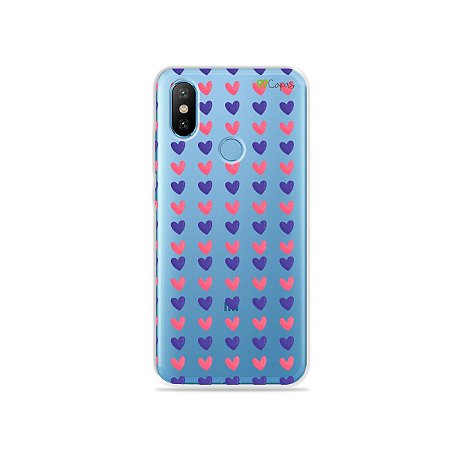 Capa para Xiaomi Mi 8 - Corações Roxo e Rosa