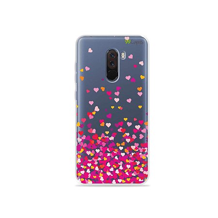 Capa para Xiaomi Pocophone F1 - Corações Rosa