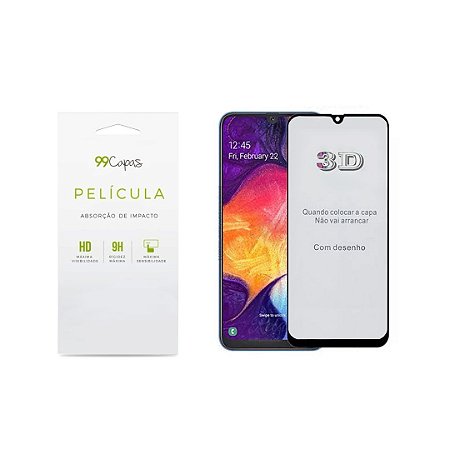 Película de Vidro 3D (borda preta) para Galaxy A70 - 99Capas