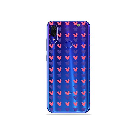 Capa para Xiaomi Redmi Note 7 - Corações Roxo e Rosa
