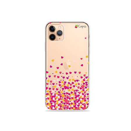 Capa para iPhone 11 Pro Max - Corações Rosa