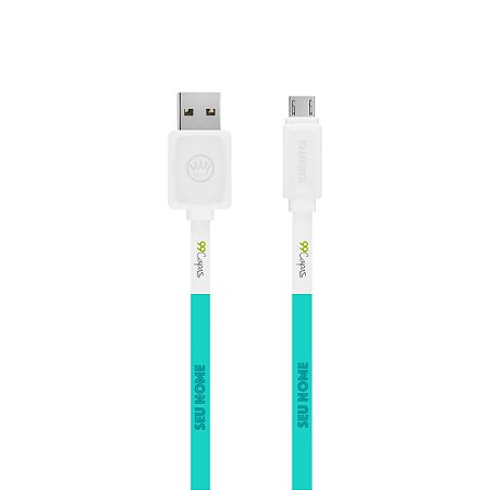 Cabo Micro USB Branco com nome - Color Verde Piscina