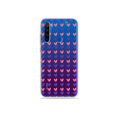 Capa para Xiaomi Redmi Note 8T - Corações Roxo & Rosa