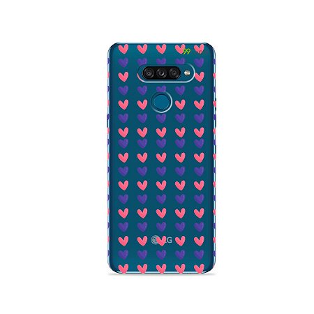 Capa para LG K50s - Corações Roxo e Rosa