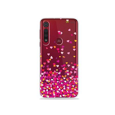 Capa para Moto G8 Play - Corações Rosa