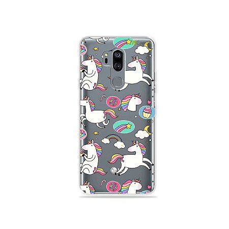 Capinha (transparente) para LG G7 ThinQ - Unicórnios Felizes