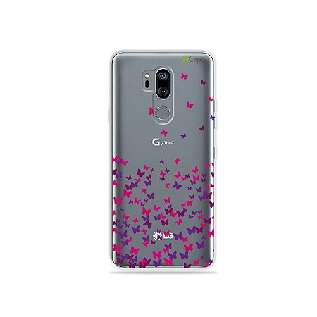 Capinha (transparente) para LG G7 ThinQ - Borboletas Flutuantes