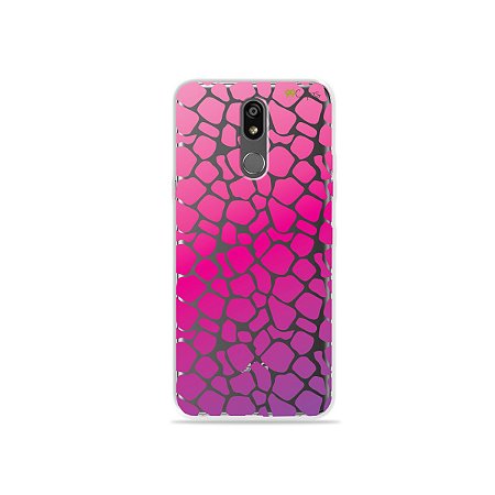 Capinha (transparente) para LG K12 Plus - Animal Print Pink