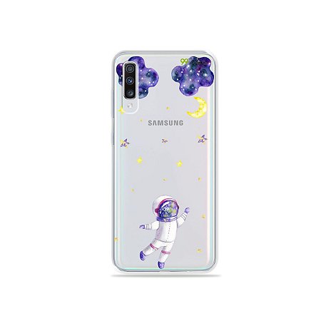 Capinha (transparente) para Galaxy A70s - Astronauta Sonhador