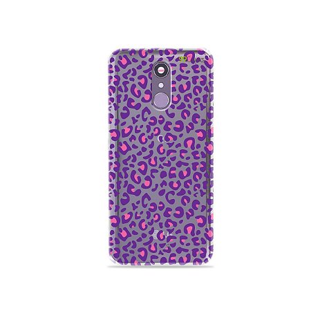 Capinha (transparente) para LG Q7 - Animal Print Purple