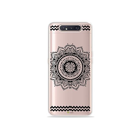 Capinha (Transparente) Mandala Preta para Galaxy A80