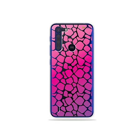 Capinha (Transparente) Animal Print Pink para Moto One Fusion