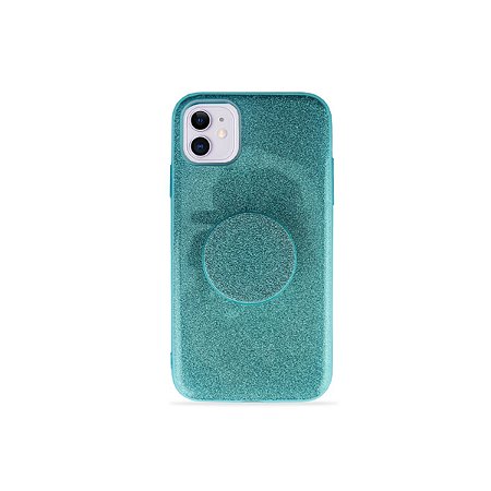 Glitter Case Azul para iPhone 11 Pro (acompanha Popsocket)