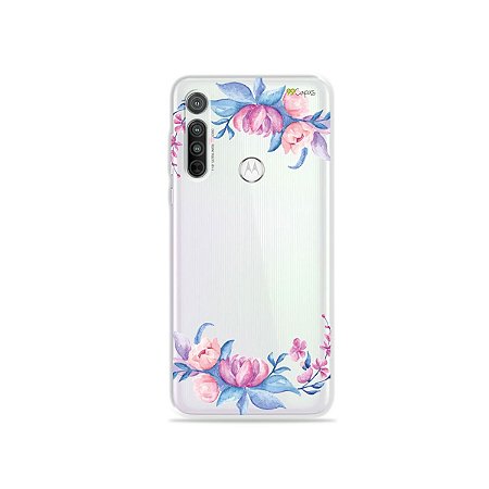 Capa (Transparente) para Moto G8 - Bromélias