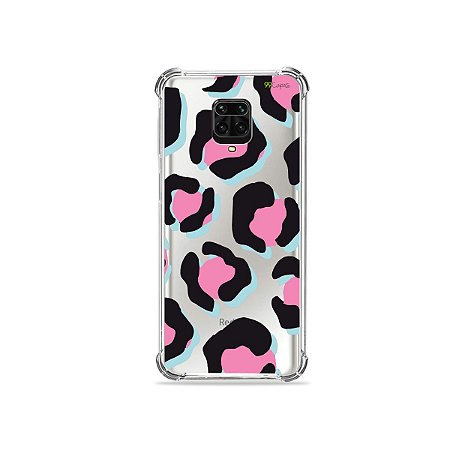 Capinha (Transparente) para Redmi Note 9 Pro - Animal Print Black & Pink
